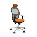 Jorquera sincro malla gris similpiel naranja brazos 1D base aluminio cabecero 2D ruedas 65mm engomada