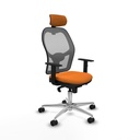 Jorquera sincro malla gris similpiel naranja brazos 1D base aluminio cabecero 2D ruedas 65mm nailon