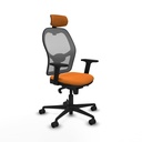 Jorquera sincro malla gris similpiel naranja brazos 2D base nailon cabecero 2D ruedas 65mm nailon