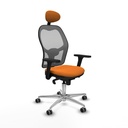 Jorquera sincro malla gris similpiel naranja brazos 3D base aluminio cabecero fijo ruedas 65mm engomada