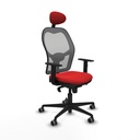 Jorquera sincro malla gris similpiel rojo brazos 1D base nailon cabecero fijo ruedas 65mm engomada