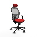 Jorquera sincro malla gris similpiel rojo brazos 1D base nailon cabecero 2D ruedas 65mm engomada