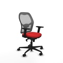 Jorquera sincro malla gris similpiel rojo brazos 2D base nailon  ruedas 65mm nailon