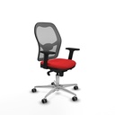 Jorquera sincro malla gris similpiel rojo brazos 2D base aluminio  ruedas 65mm engomada