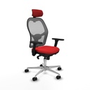 Jorquera sincro malla gris similpiel rojo brazos 3D base aluminio cabecero 2D ruedas 65mm nailon