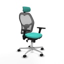 Jorquera sincro malla gris similpiel turquesa brazos 3D base aluminio cabecero 2D ruedas 65mm nailon