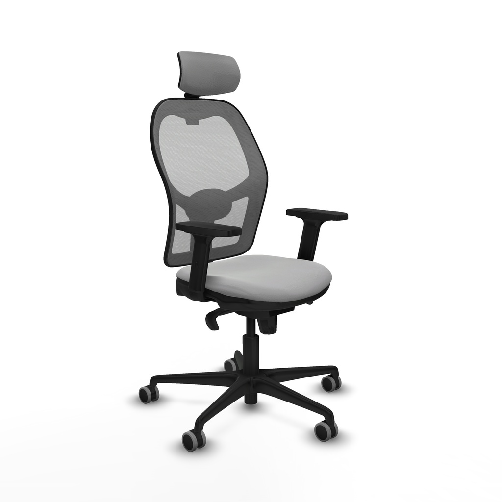Jorquera sincro malla gris similpiel gris claro brazos 2D base nailon cabecero 2D ruedas 65mm engomada