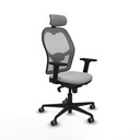 Jorquera sincro malla gris similpiel gris claro brazos 2D base nailon cabecero 2D ruedas 65mm engomada