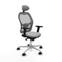 Jorquera sincro malla gris similpiel gris claro brazos 2D base aluminio cabecero fijo ruedas 65mm nailon