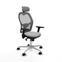 Jorquera sincro malla gris similpiel gris claro brazos 3D base aluminio cabecero 2D ruedas 65mm nailon