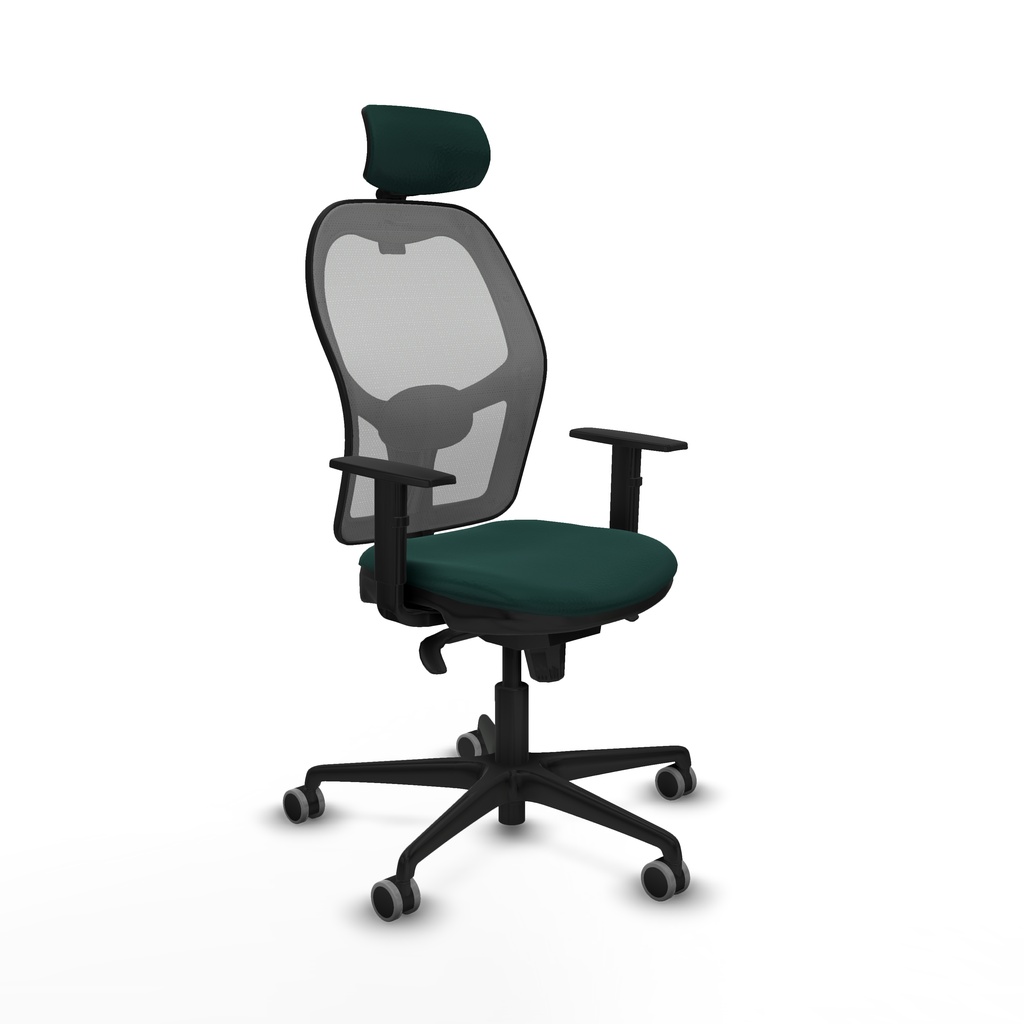 Jorquera sincro malla gris similpiel verde botella brazos 1D base nailon cabecero 2D ruedas 65mm engomada