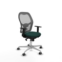 Jorquera sincro malla gris similpiel verde botella brazos 1D base aluminio  ruedas 65mm engomada