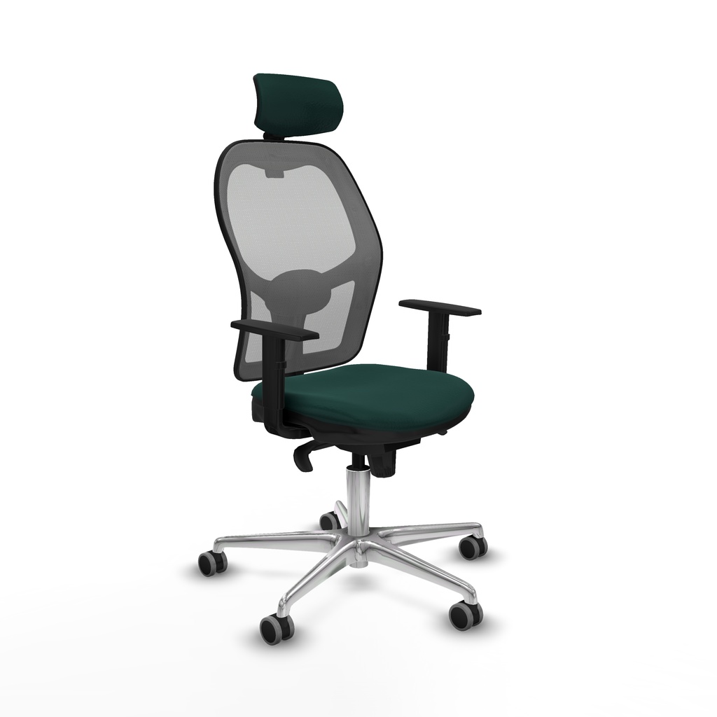 Jorquera sincro malla gris similpiel verde botella brazos 1D base aluminio cabecero 2D ruedas 65mm engomada