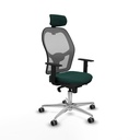 Jorquera sincro malla gris similpiel verde botella brazos 1D base aluminio cabecero 2D ruedas 65mm engomada