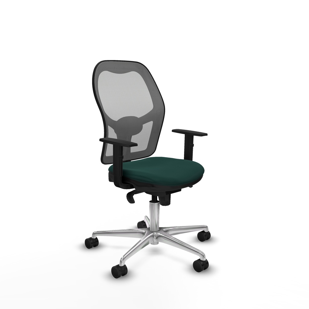 Jorquera sincro malla gris similpiel verde botella brazos 1D base aluminio  ruedas 65mm nailon