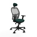 Jorquera sincro malla gris similpiel verde botella brazos 2D base nailon cabecero fijo ruedas 65mm nailon