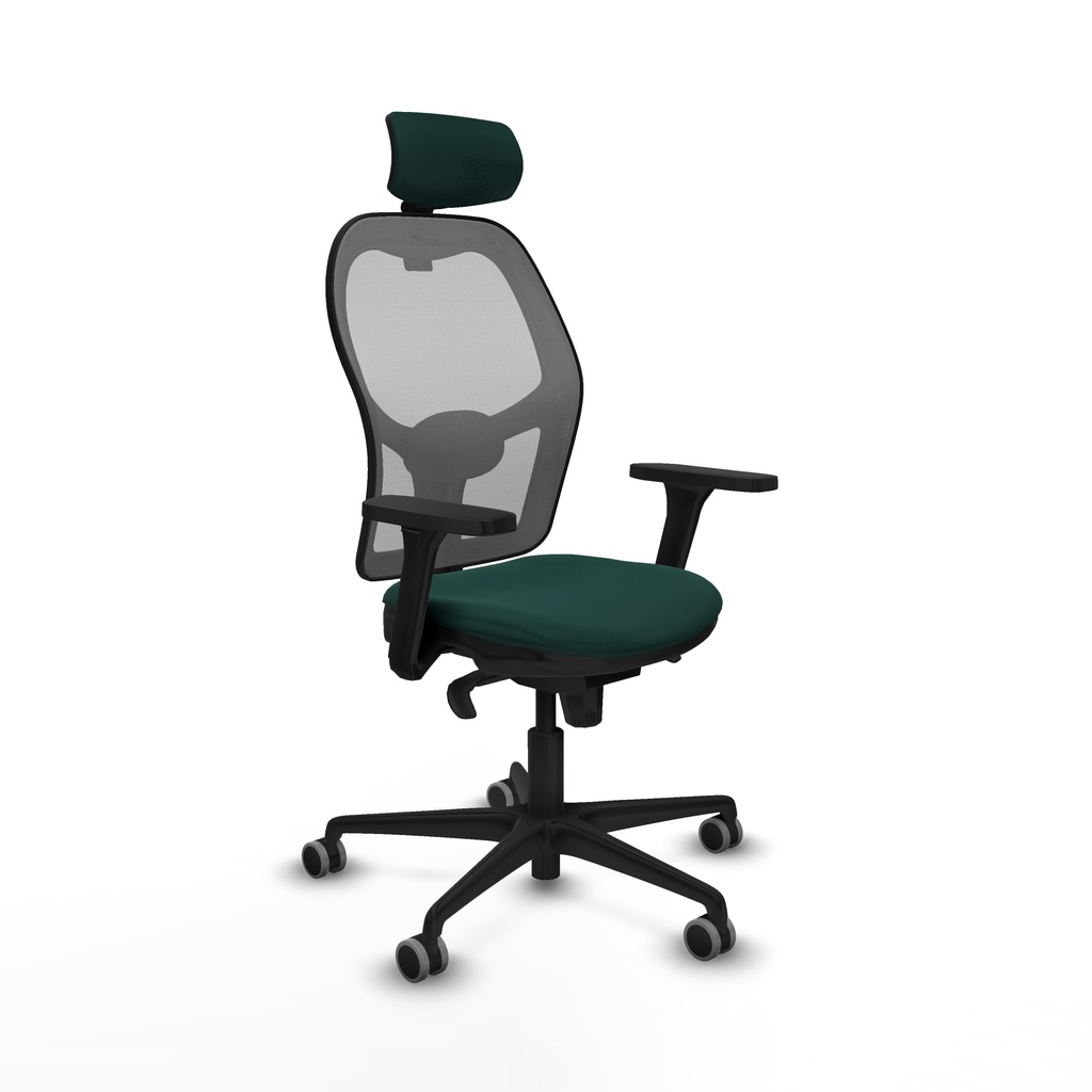 Jorquera sincro malla gris similpiel verde botella brazos 3D base nailon cabecero 2D ruedas 65mm engomada