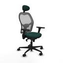 Jorquera sincro malla gris similpiel verde botella brazos 3D base nailon cabecero fijo ruedas 65mm nailon