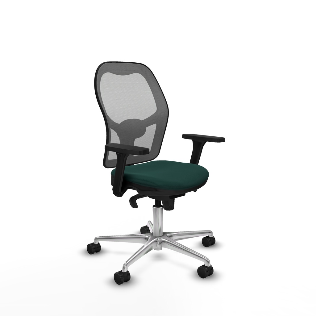 Jorquera sincro malla gris similpiel verde botella brazos 3D base aluminio  ruedas 65mm nailon