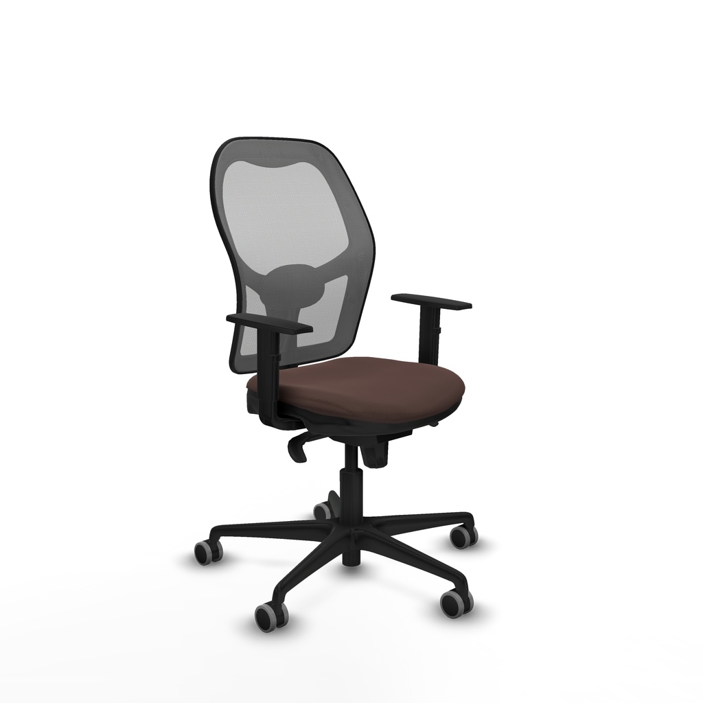 Jorquera sincro malla gris similpiel marrón oscuro brazos 1D base nailon  ruedas 65mm engomada