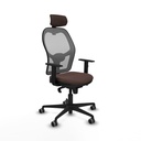 Jorquera sincro malla gris similpiel marrón oscuro brazos 1D base nailon cabecero 2D ruedas 65mm engomada