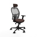 Jorquera sincro malla gris similpiel marrón oscuro brazos 2D base nailon cabecero 2D ruedas 65mm nailon