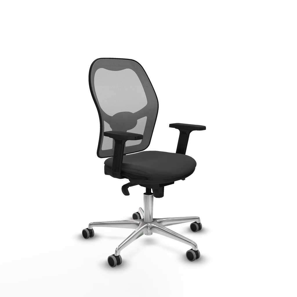 Jorquera sincro malla gris similpiel gris oscuro brazos 2D base aluminio  ruedas 65mm engomada