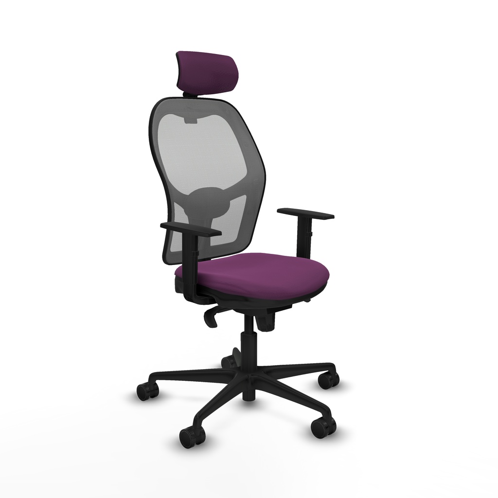 Jorquera sincro malla gris similpiel morado brazos 1D base nailon cabecero 2D ruedas 65mm nailon