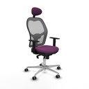 Jorquera sincro malla gris similpiel morado brazos 1D base aluminio cabecero fijo ruedas 65mm engomada