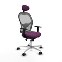 Jorquera sincro malla gris similpiel morado brazos 1D base aluminio cabecero fijo ruedas 65mm nailon