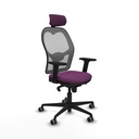 Jorquera sincro malla gris similpiel morado brazos 2D base nailon cabecero 2D ruedas 65mm engomada