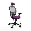 Jorquera sincro malla gris similpiel morado brazos 2D base nailon cabecero fijo ruedas 65mm nailon