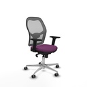 Jorquera sincro malla gris similpiel morado brazos 2D base aluminio  ruedas 65mm engomada