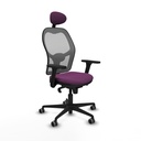 Jorquera sincro malla gris similpiel morado brazos 3D base nailon cabecero fijo ruedas 65mm engomada