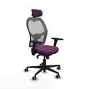 Jorquera sincro malla gris similpiel morado brazos 3D base nailon cabecero 2D ruedas 65mm engomada