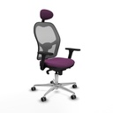 Jorquera sincro malla gris similpiel morado brazos 3D base aluminio cabecero fijo ruedas 65mm engomada