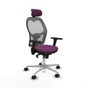 Jorquera sincro malla gris similpiel morado brazos 3D base aluminio cabecero 2D ruedas 65mm nailon