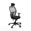 Jorquera sincro malla gris similpiel negro brazos 1D base nailon cabecero 2D ruedas 65mm nailon