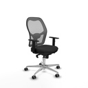 Jorquera sincro malla gris similpiel negro brazos 1D base aluminio  ruedas 65mm engomada