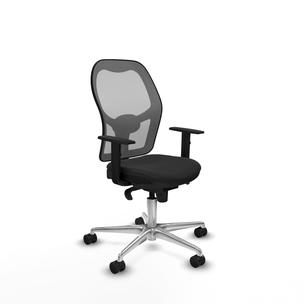 Jorquera sincro malla gris similpiel negro brazos 1D base aluminio  ruedas 65mm nailon