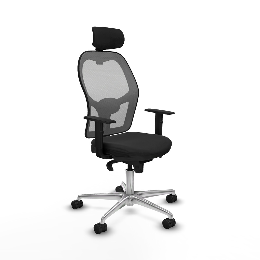Jorquera sincro malla gris similpiel negro brazos 1D base aluminio cabecero 2D ruedas 65mm nailon