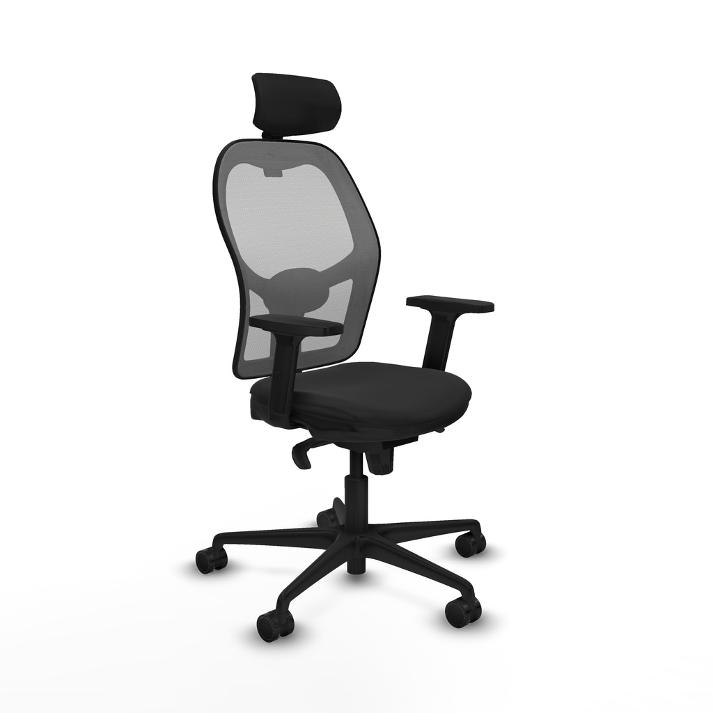 Jorquera sincro malla gris similpiel negro brazos 2D base nailon cabecero 2D ruedas 65mm nailon