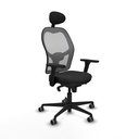 Jorquera sincro malla gris similpiel negro brazos 3D base nailon cabecero fijo ruedas 65mm engomada