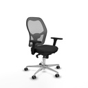 Jorquera sincro malla gris similpiel negro brazos 3D base aluminio  ruedas 65mm engomada