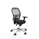 Jorquera sincro malla gris similpiel negro brazos 3D base aluminio  ruedas 65mm nailon