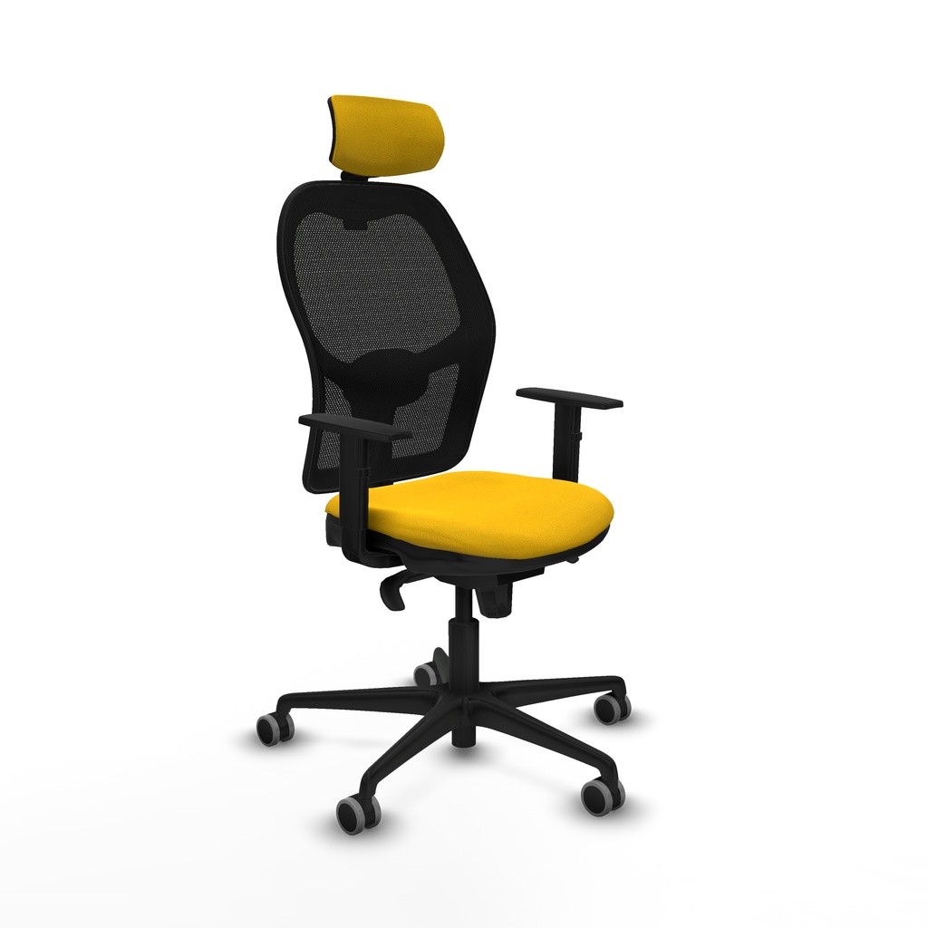 Jorquera sincro malla negra bali amarillo brazos 1D base nailon cabecero 2D ruedas 65mm engomada