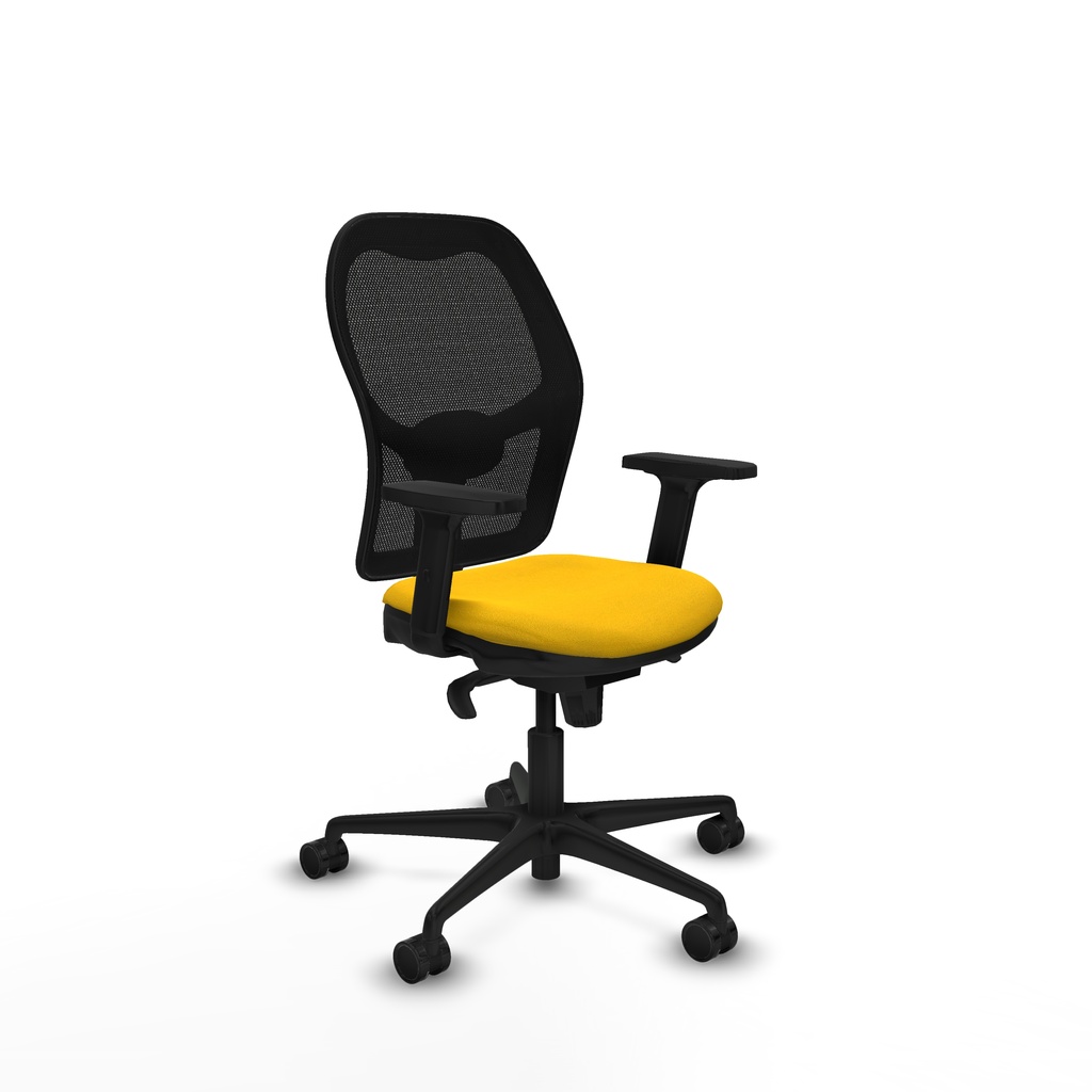 Jorquera sincro malla negra bali amarillo brazos 2D base nailon  ruedas 65mm nailon