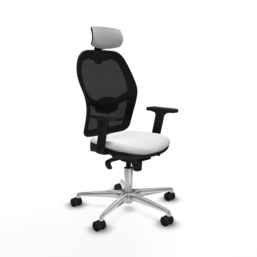 Jorquera sincro malla negra bali blanco brazos 2D base aluminio cabecero 2D ruedas 65mm nailon