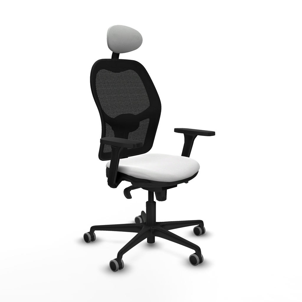 Jorquera sincro malla negra bali blanco brazos 3D base nailon cabecero fijo ruedas 65mm engomada