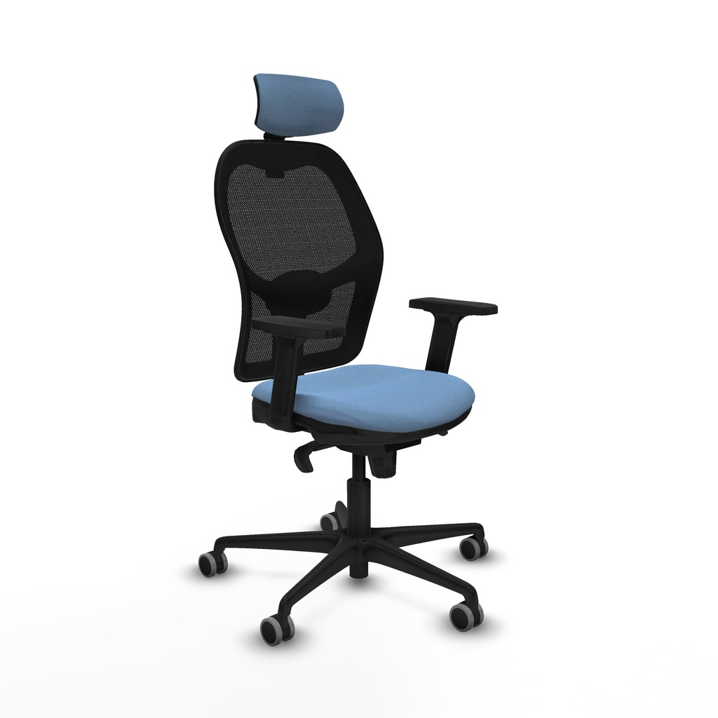 Jorquera sincro malla negra bali azul cielo brazos 2D base nailon cabecero 2D ruedas 65mm engomada